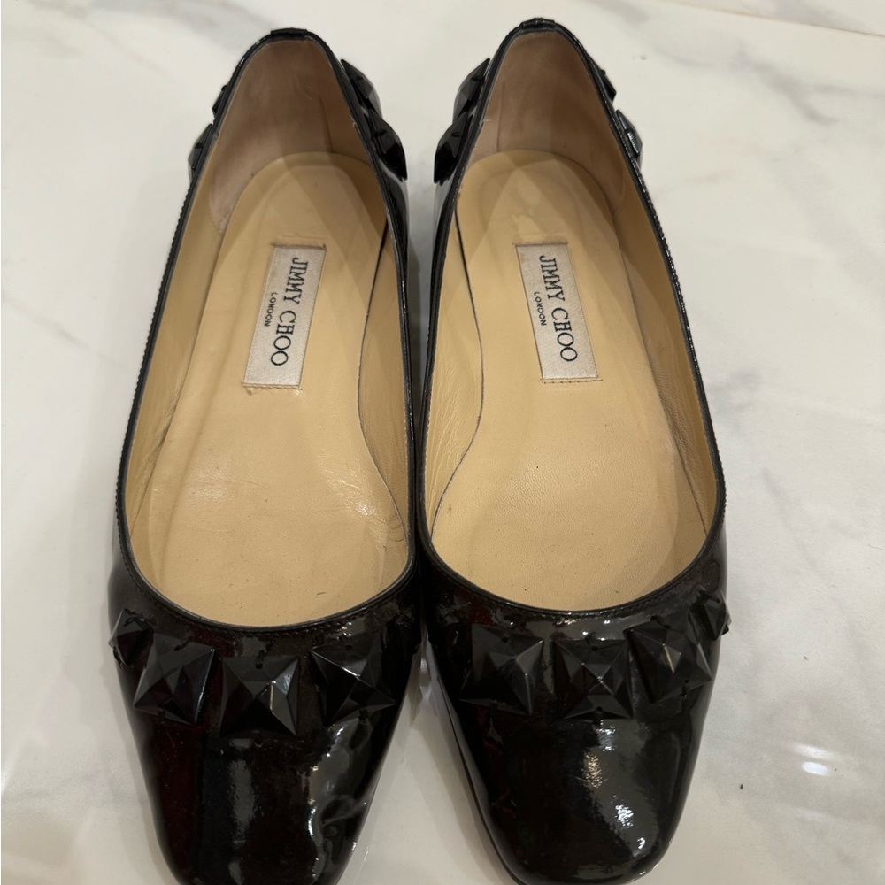 Jimmy Choo Black Flats Cut-Out Pattern